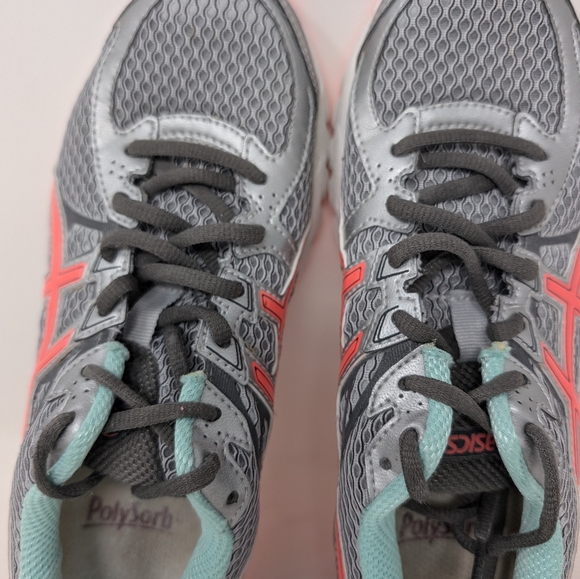 Women's athletic sneakers, size 8 from Asics. Silver, coral and teal - Picture 3 of 9